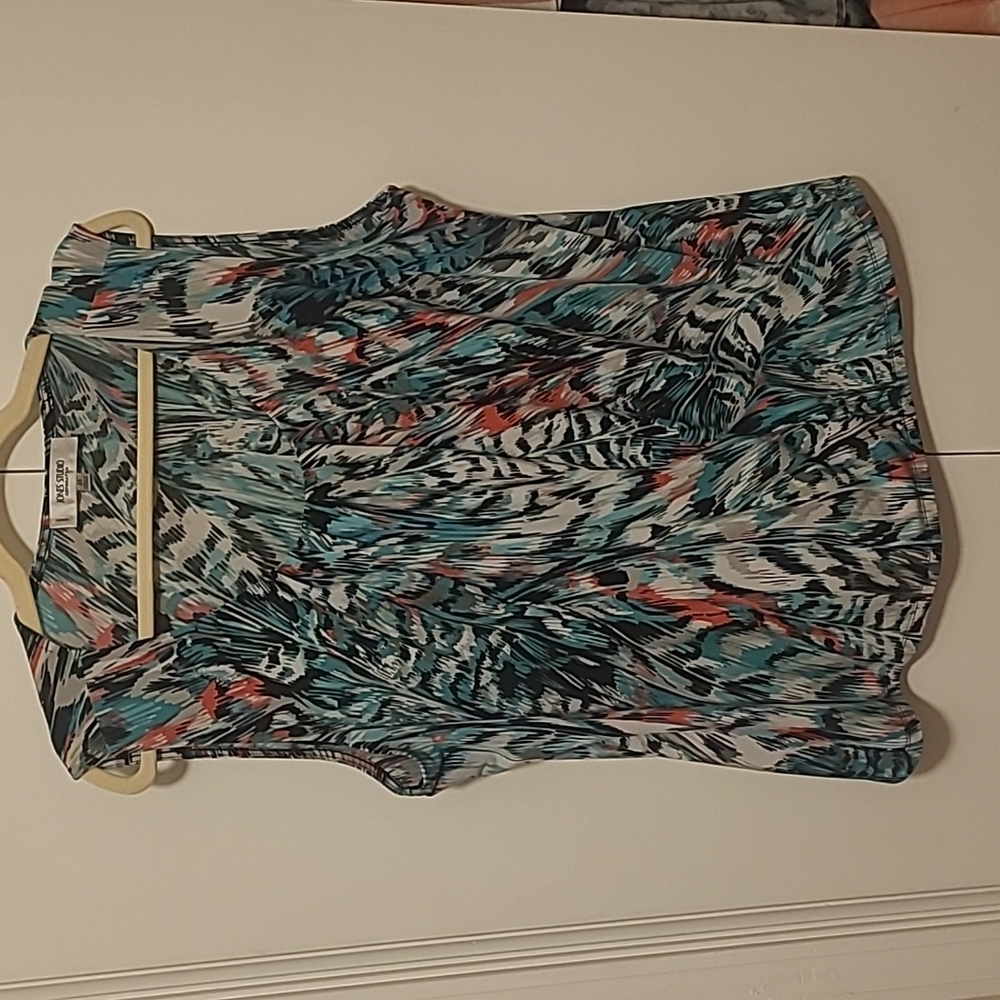 Sleeveless blouse with fun print, Size 2X